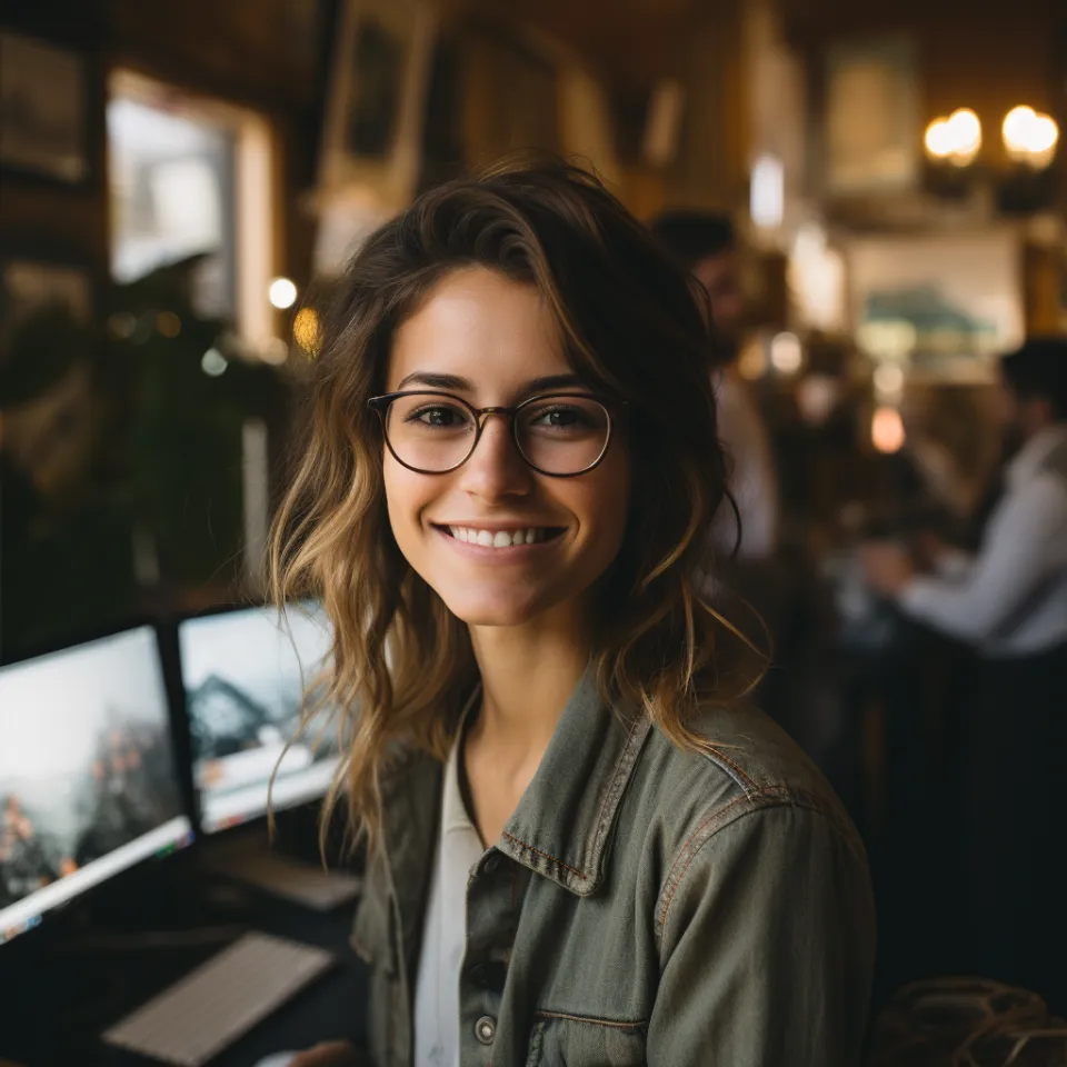 Autrice giovane sorridente