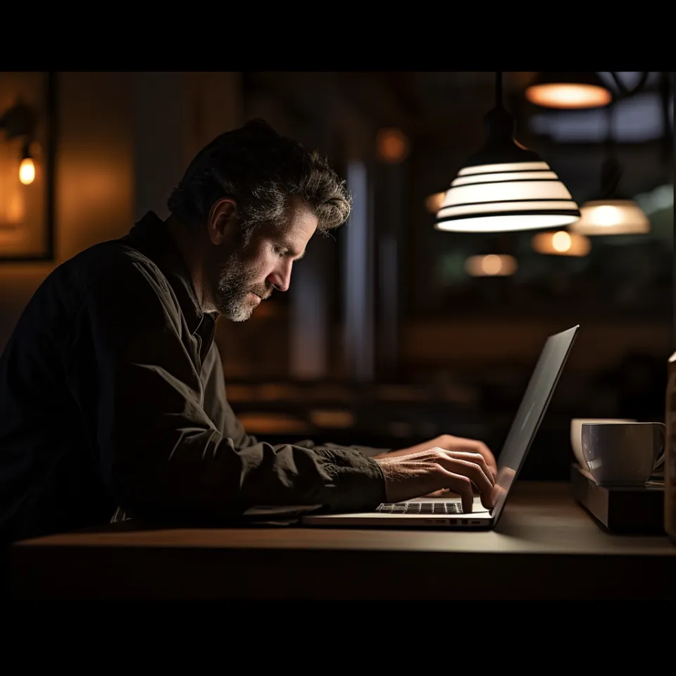 Scrittore adulto pensieroso